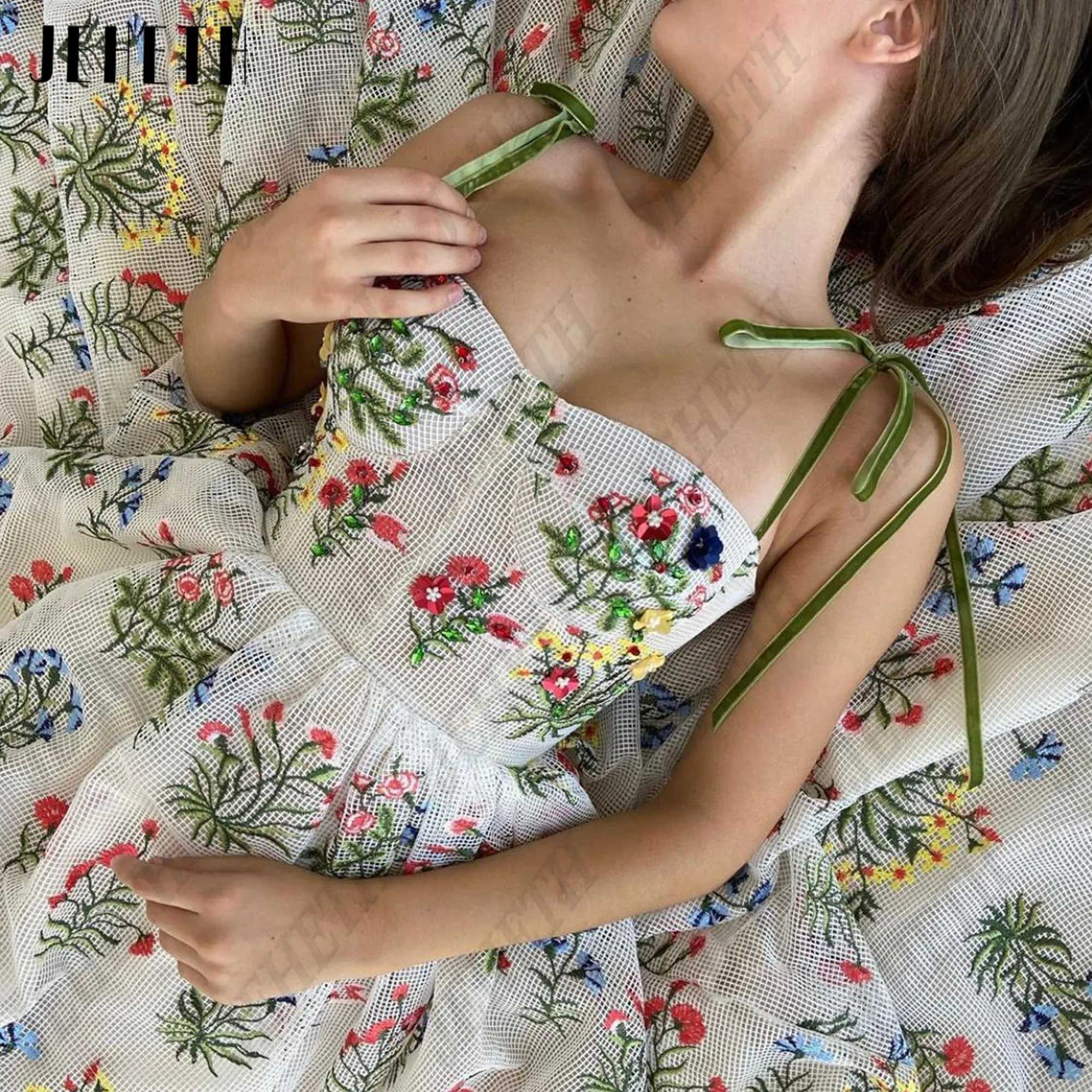 Urban Sexy Dresses JEHETH Embroidered Lace Midi Prom Dr Swtheart Italian Noodles Shoulder Straps ALine Formal Party Dress Pocket Vestido Festa Custom 