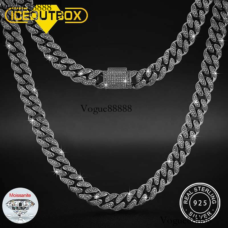 2025 6-20mm S Sier Black/Sier/Gold Plated Color Full Miami Cuban Chain Moissanite Rope Rapper Necklace For Men Hip Hop Jewelry