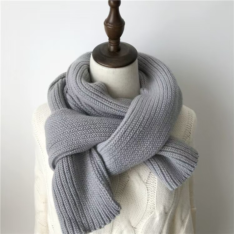 K113 Korean version of ins wool knitted scarf female autumn and winter thick warm neck scarf student solid color red all-match style
