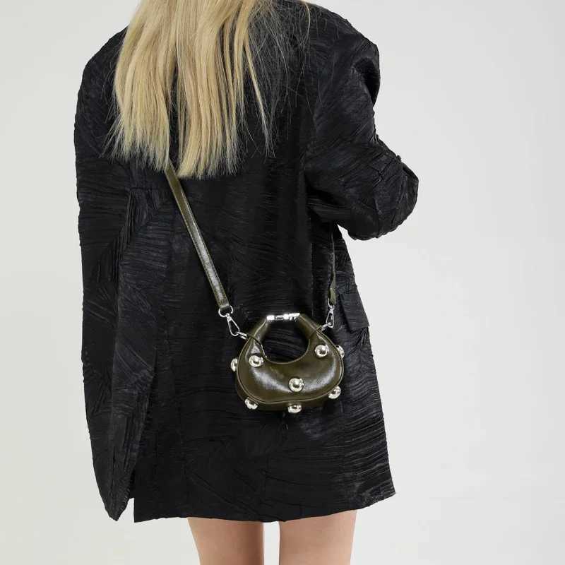 Retro Versatile Ladies Mini Handbag Women Big Rivet Personty Luxury Designer Crossbody Bags for Women Streetwear Shoulder BagC250312