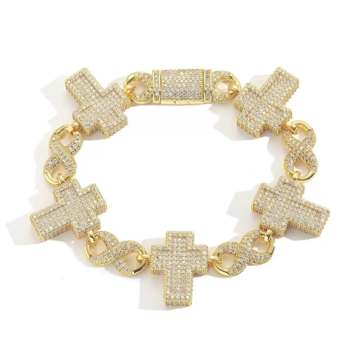 Luxury Jewelry Moissanite Diamond 925 Silver Vvs Baguette Bracelet Pass Tester Cross