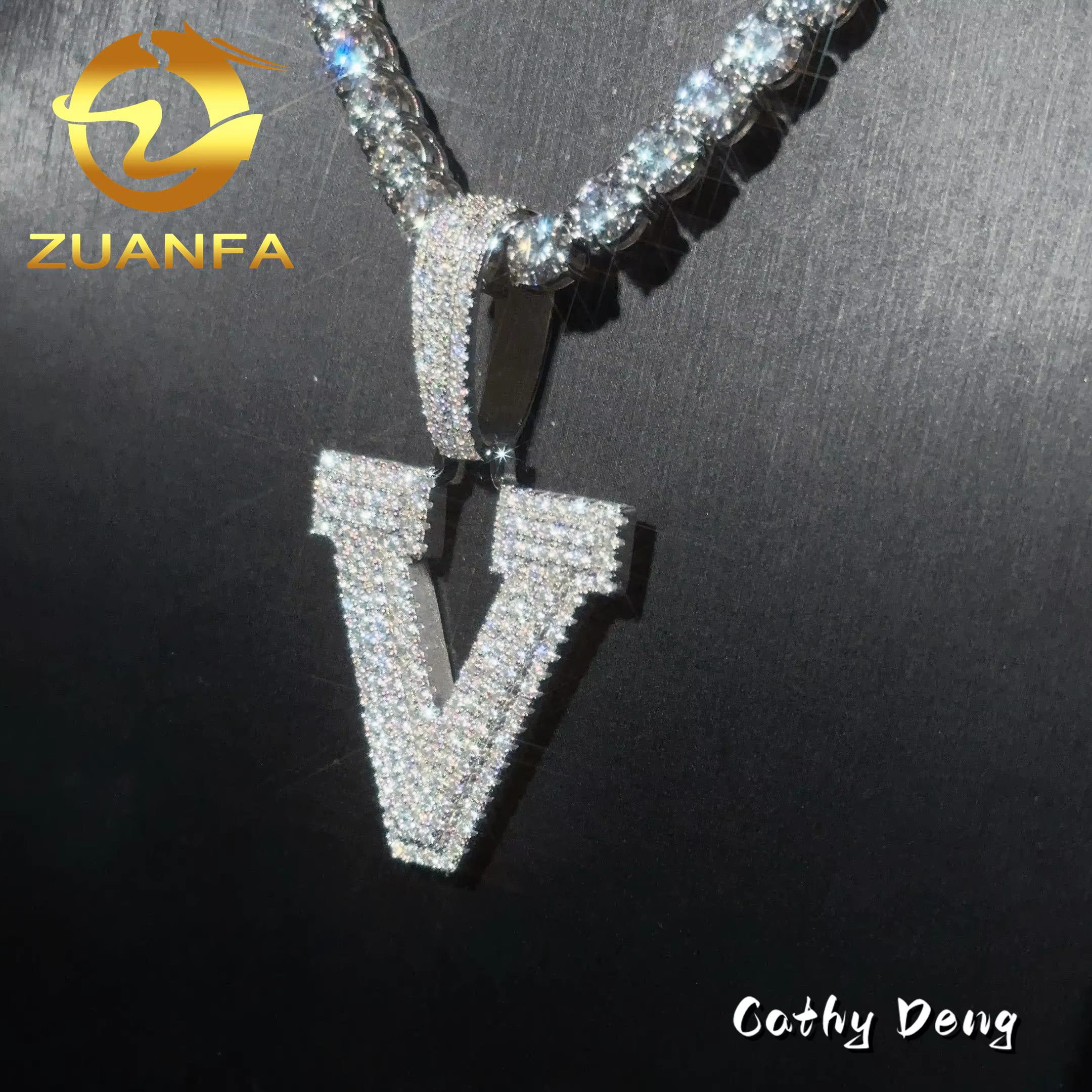 Ready to Ship Single Letter Iced Out Pendant Moissanite Pendant 925 Silver Number 0-9 Hip Hop Pendant for Daily Wear