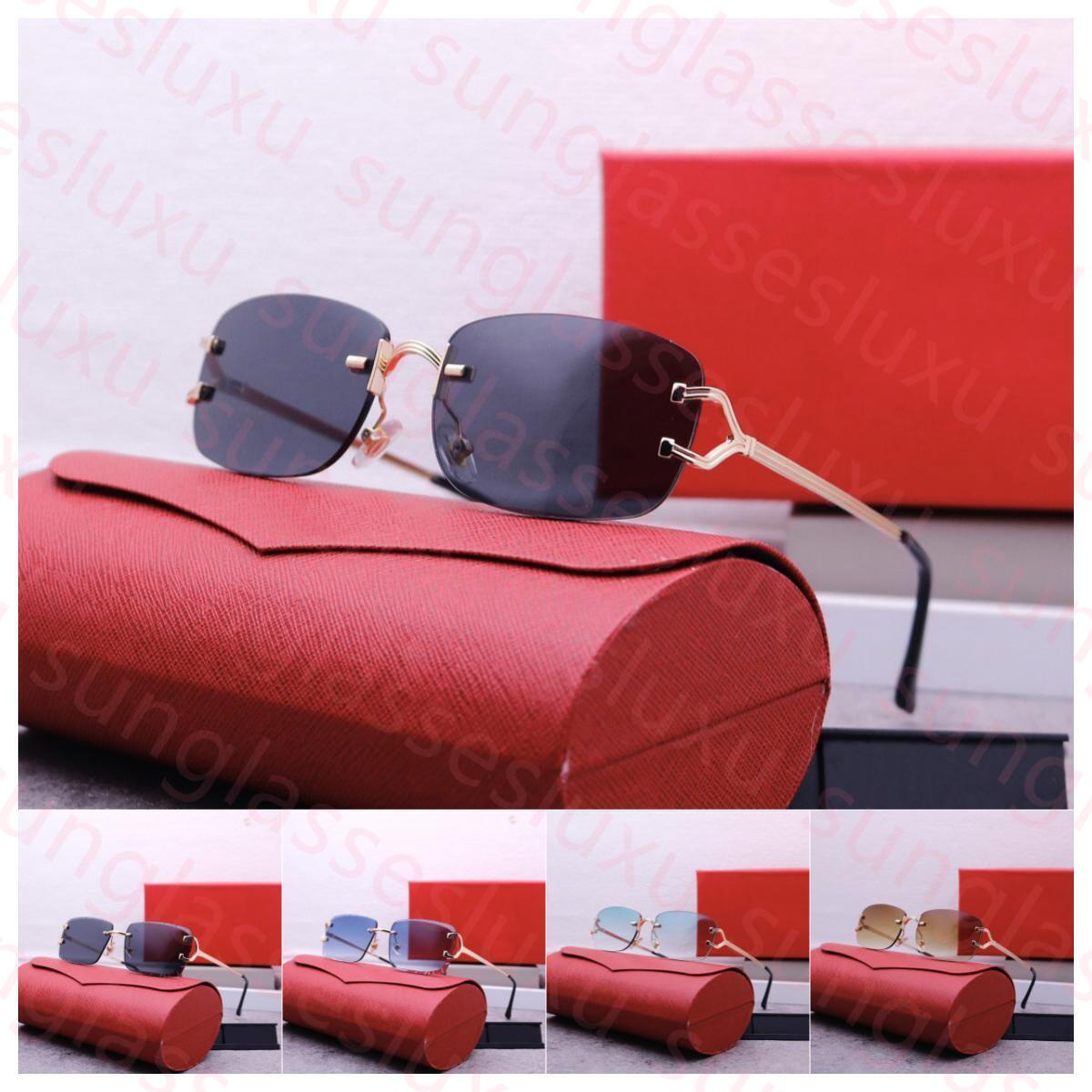 Hexagonal Sunglasses for Women Designer Glasses Man Gold Rimless Eyewear Eyeglasses Clear Len Prescription Spectacle Luxury Sunglass Woman Lunette Oculos Shades