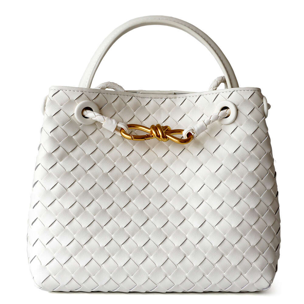 Small And Fashionable Design, New Metal Knot Leather Woven Tote Bag, One Shoulder Portable Large Capacity Women's Bag