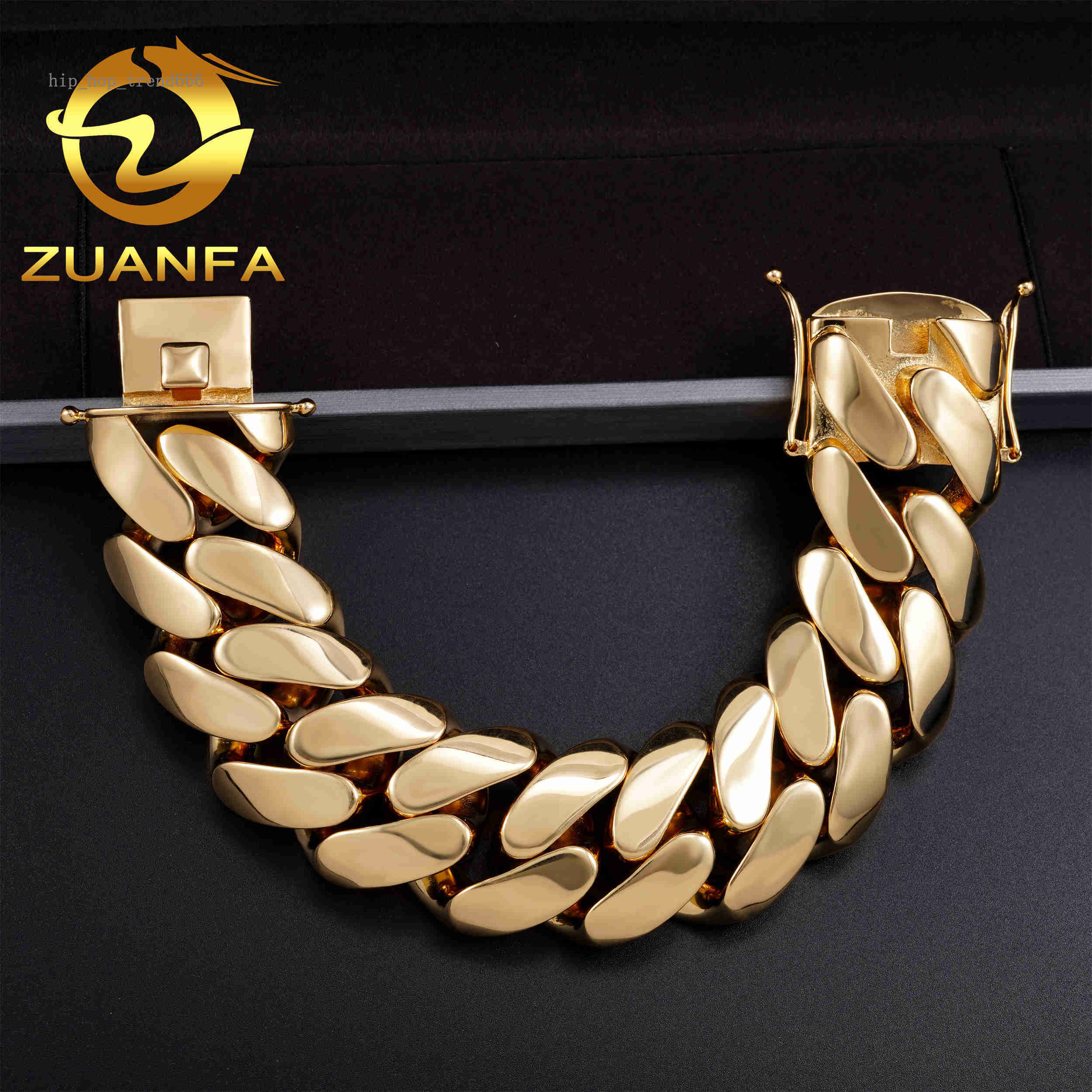 18k Gold Plated 30mm Big Miami Cuban Chain Bracelet Brass Cuban Men Necklace Chain Men Chain