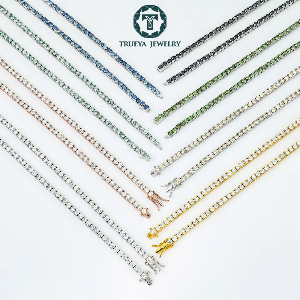 2025 High Quality 925 Sterling Silver Round Shape 3MM Moissanite Diamond Super White Tennis Chain for Men