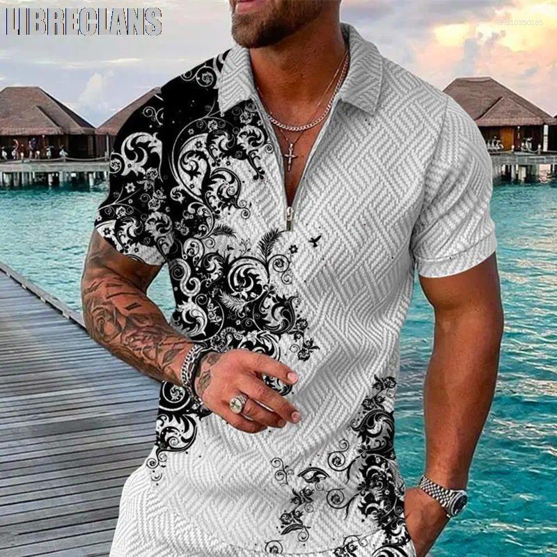 Men's Polos Summer Sportswear Casual Beach Short Sleeved Polo Shirt And Shorts Set Two-piece Clothing Street