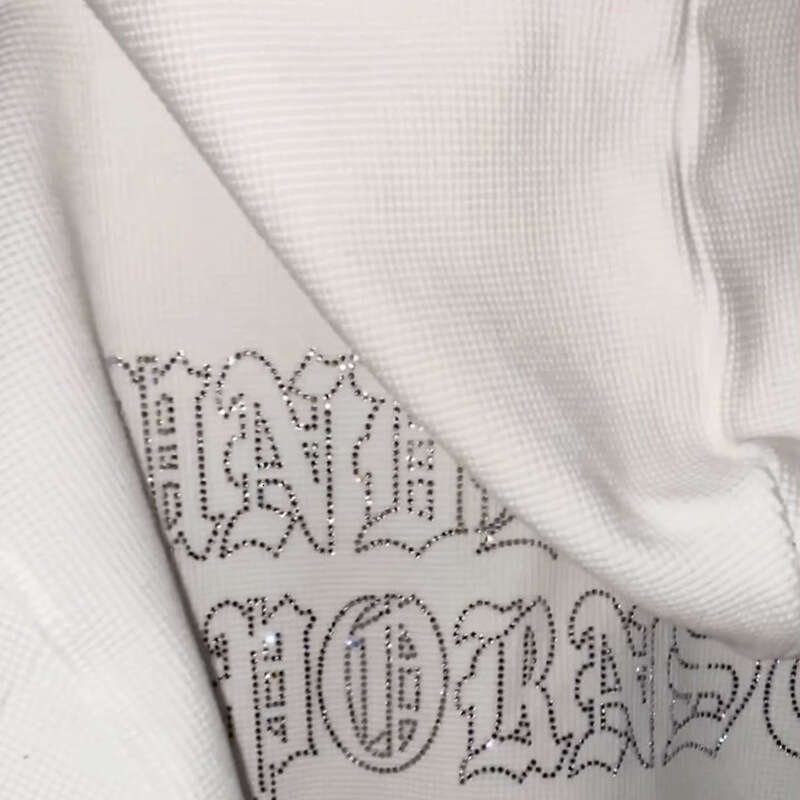 Halloween Style Autumn/Winter New Round Neck Loose Letter Hot Diamond Zipper Hoodie Waffle