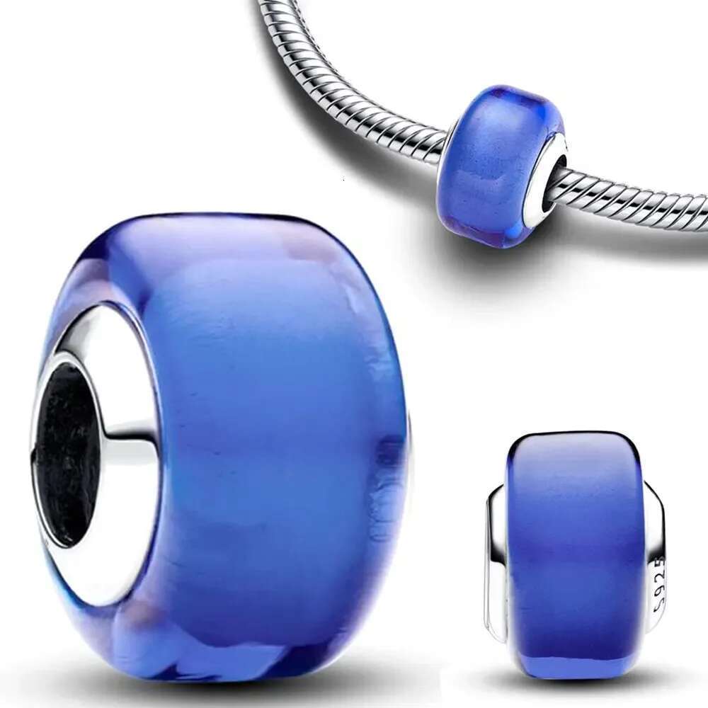 925 Sterling Silver Beads Golden Mini Murano Glass Charm Fit Women's Bracelet Diy Jewelry Making Gift