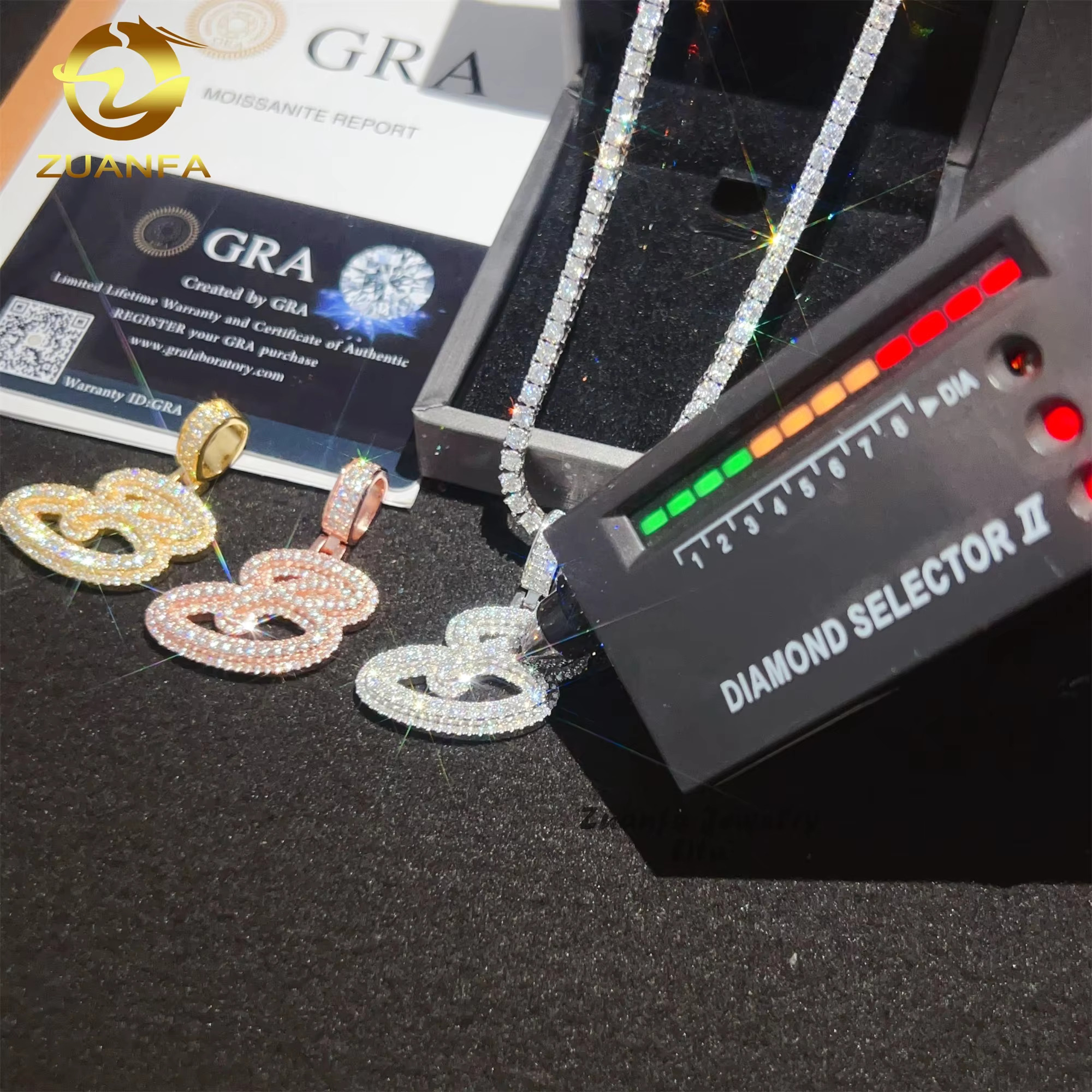Hip Hop Jewelry Iced Out GRA Certificate 925 Sterling Silver Letter Custom Moissanite Pendant