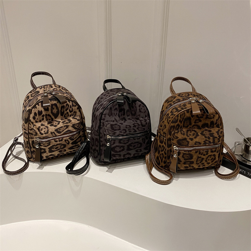 Women s 2025 Summer New Leopard Pattern Fashion Designer Trendy Backpack Multi Functional Handheld Travel Backpack Outdoor Leisure Handbag Wallet Stor