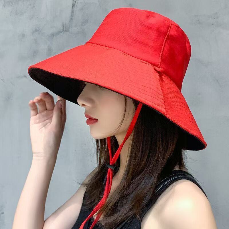 Fisherman's 2025 spring summer women's new travel with large brim to cover the face and a double-sided sun protection hat for outdoor wear b