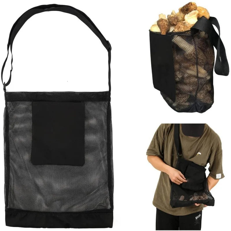 Mushroom Foraging Bag Mesh Outdoors Mushroom Hunting Pouch with Adjustable Shoulder Strap Multipurpose Harvesting Bag Basket R250312