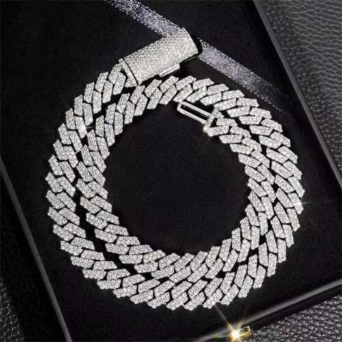 VVS 2025 Pure sier VVS moissanite ice Cuban chain men's 10mm necklace hip-hop high-end accessories