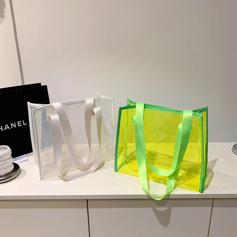 Summer Transparent PVC Bag Designer Large Capacity Clear Jelly Tote Feminina Beach Seaside Shopping Bag Sac Vacation Female R250312