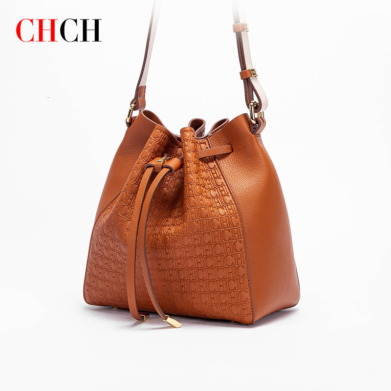 CHCH Versatile Daily Trendy Solid Color Women's Drawstring Switch Shoulder Crossbody Bag
