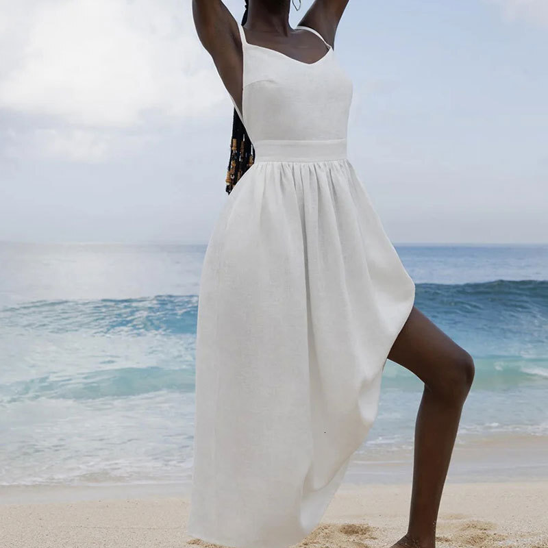 2025 Spring New Women's Style Sexy Bareback V-Neck Strap Dress 661