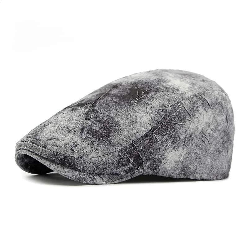 Blue denim beret unisex fashion Y2k girls baseball cap spring and summer gothic retro printed womens short Brim hat 250313