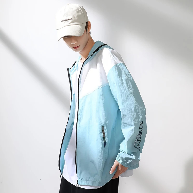 Mens highquality ice silk sunscreen set ultrathin breathable fast drying outdoor sports UV protection casual jacket 250313