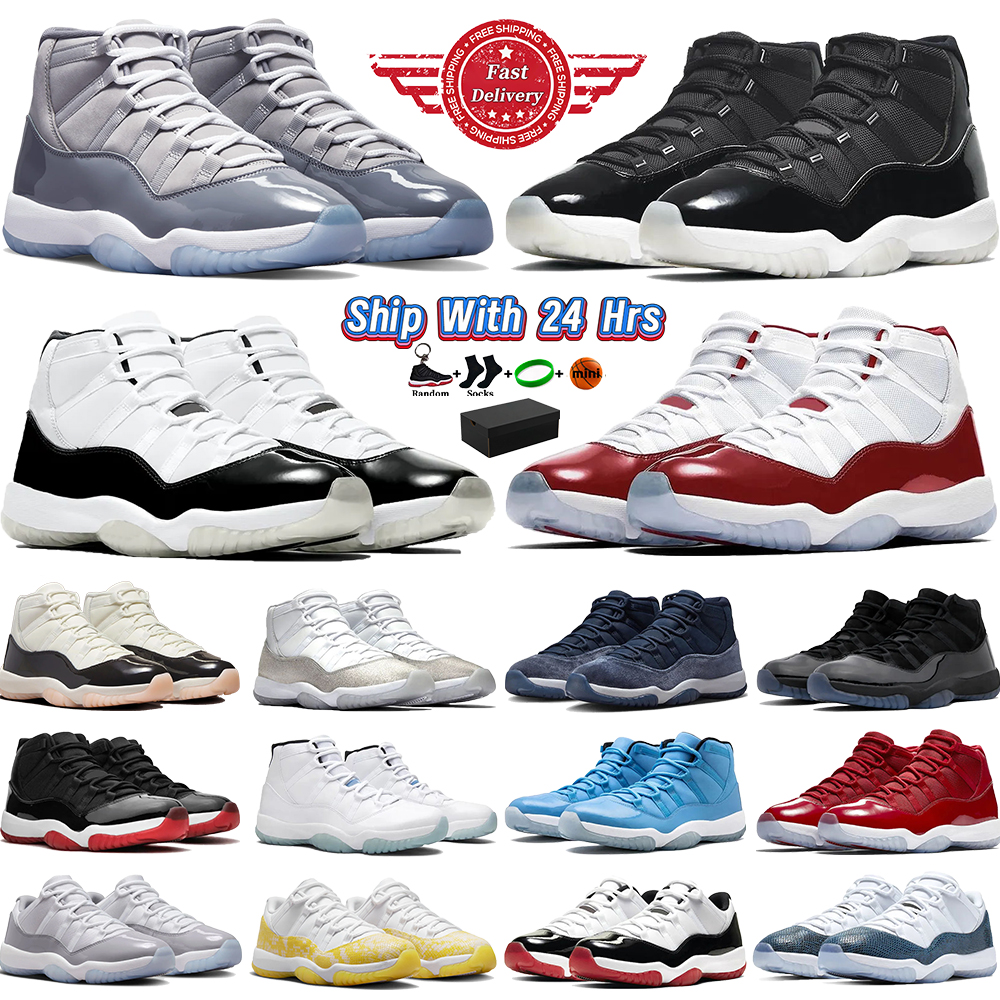 Designer sneakers for men 11 Cherry Mid Cut Basketball Shoes Low Cement Green Snakeskin Bred Rose Gold Space Jam Outdoor Breathable Mens Womens Trainers UK 3-11