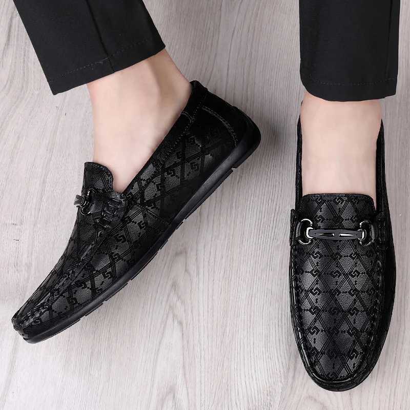Moccasin Loafers Mens Black Woven Loafers: New Leather Loafers, High Quality Designer Soft hot Sole Casual Shoes