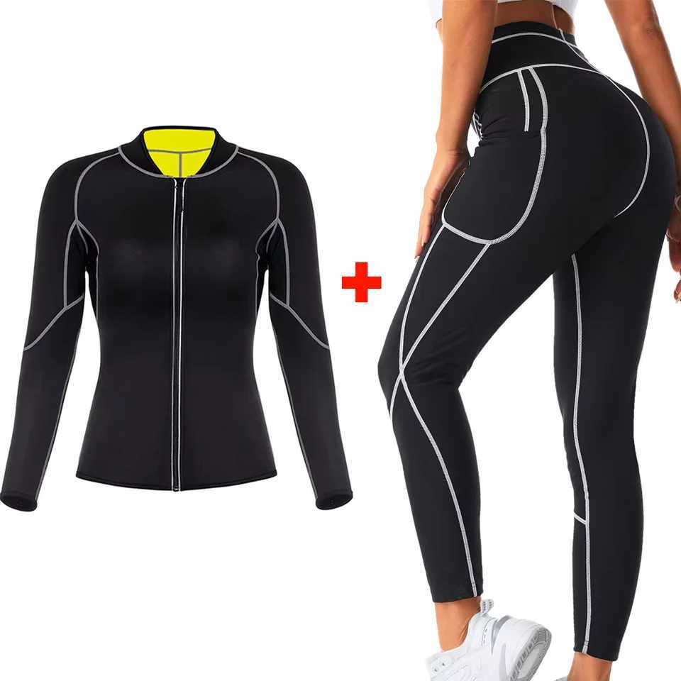 Active Shirts Tees Hot sauna set sauna sweatpants hot sweat shape womens weight loss burning tight corset shaping and weight loss jacket Y2503124PQM