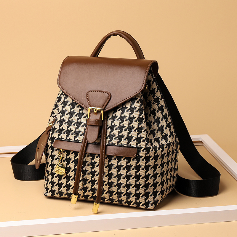 Ladies Fashion Designer Trendy Backpack Checkered Travel Light Premium Multi Functional Outdoor Leisure Storage Bag High Quality Wallet Handbag