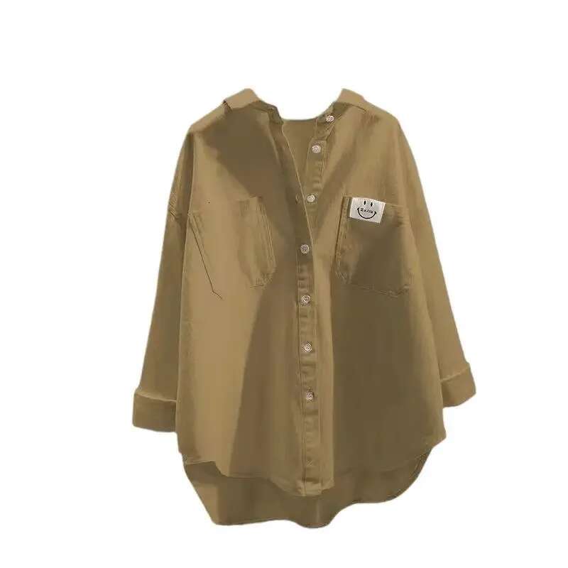 Thirteen-Row Blue Women's Shirt Long Sleeve Autumn/Winter New Simple Commuting Korean Version Loose-Fit Casual Top