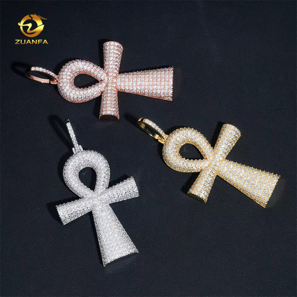 New Design Ankh Necklace Pass Diamond Tester Moissanite Sterling Silver Gold Plated Ankh Cross Charm Pendant Fine Jewelry