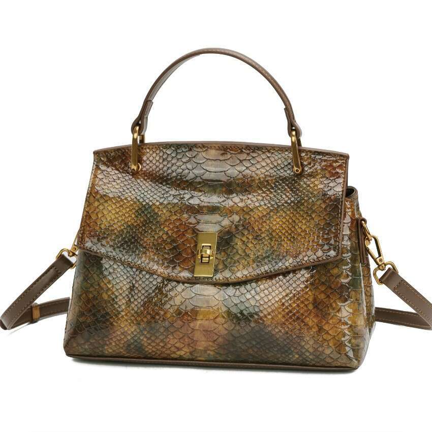 Advanced Texture Snake Pattern Design Handbag For Women New Fashionable And Versatile Single Shoulder Crossbody Bag