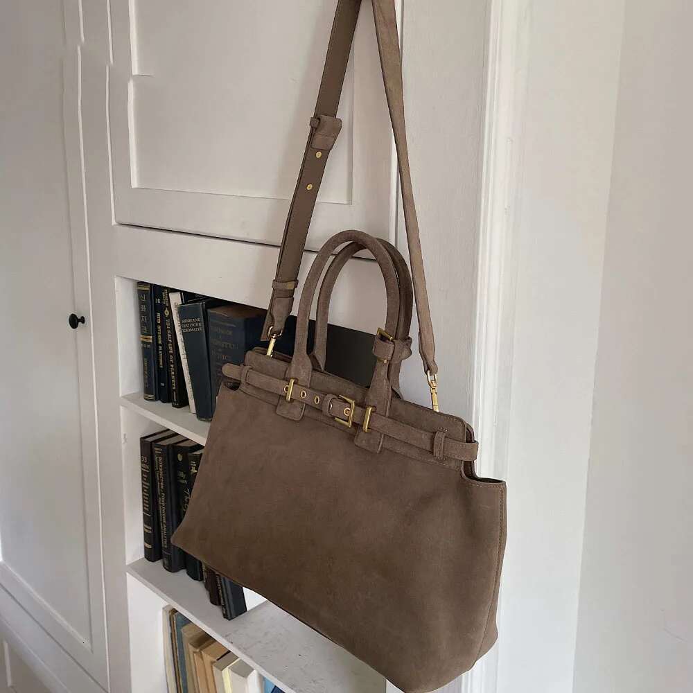 Women's Bags Genuine Leather Large Capacity Suede Handbags For Women Designer Tote Casual Fashion Belt Buckle Crossbody Bags