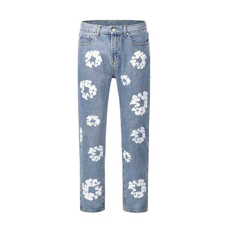 2021 Vibe Style Chic Cotton Print West Retro Mens Pencil Jeans Retro Washed Hip Hop Womens Ultra Thin Kpop Denim Trouser X250313