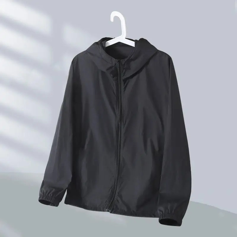 Ice Shreds Breathable Comfort Skin Friendly Cool Solid Color Windproof Outdoors Anti Scratch Mens Sunscreen Jacket Summer 250313