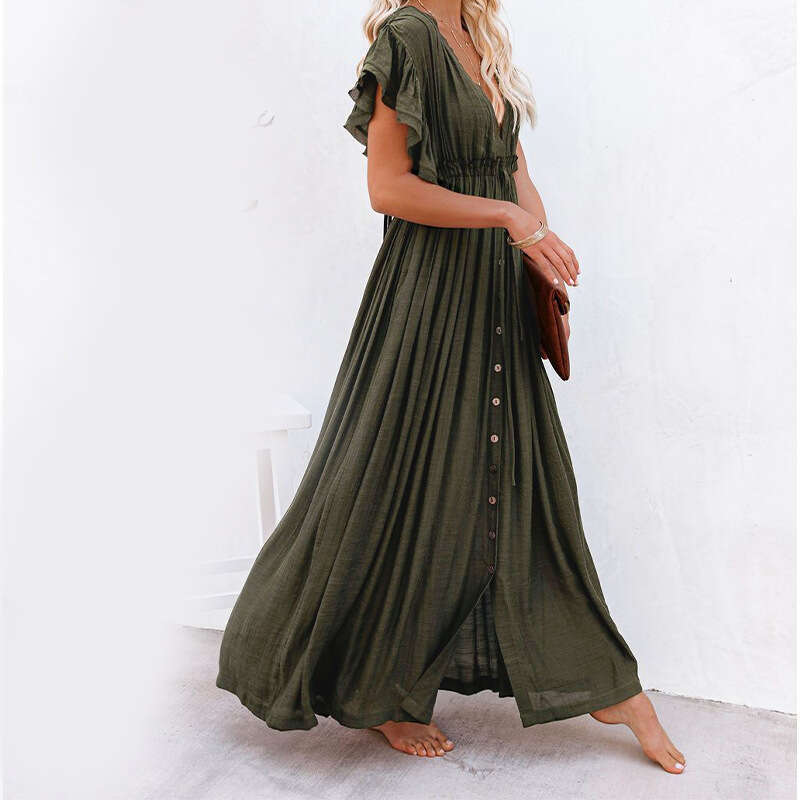 Solid Color Cover Long Skirt, Sunscreen Shirt, Hawaii Beach Vacation, 2025 New Casual Fashion Trendy Clothing