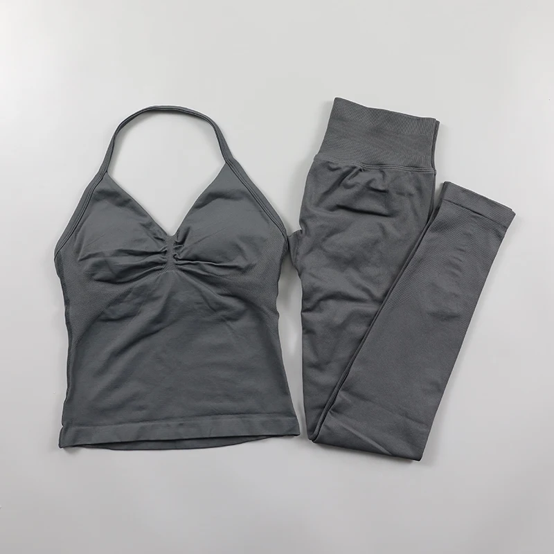 2025--Impact Set Women Padded Tank Tops Longe High Waist Scrunch Seamless Yoga Leggings Fiess Clothes Workout Sets Gym Suit Activewear Tracksuit