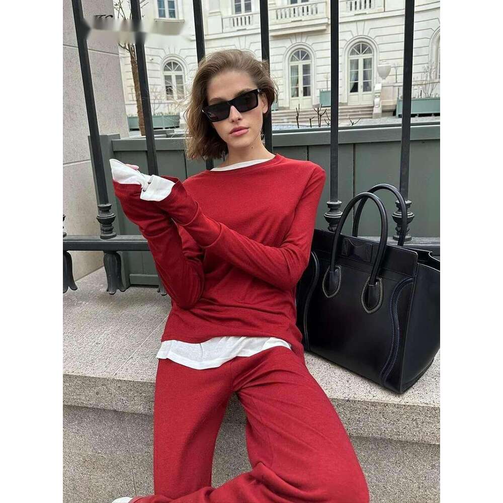 Modal Soft Loose Sets Women 2025 Casual Two Pieces Long Sleeve T Shirts And High Waist Dresses Outfits Tracksuit