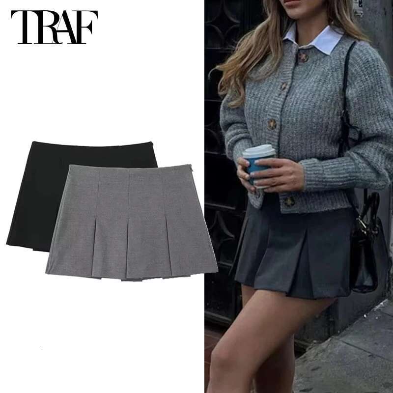 Pleated Skirt Black High Waist Female Summer Basic Mini Shorts Streetwear Skort For Women