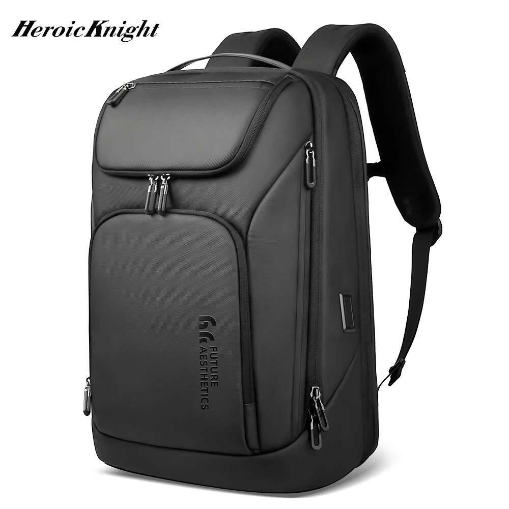 Heroic Knight Business For Men Waterproof Travel 17.3" Laptop Backpack High Capacity Multifunctional Pack USB Charging