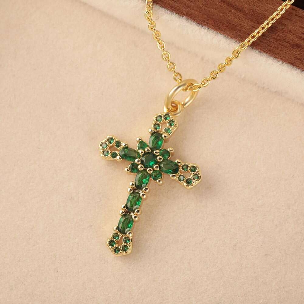 designer hot selg new product copper gold-plated micro inlaid zircon cross pendant necklace for women