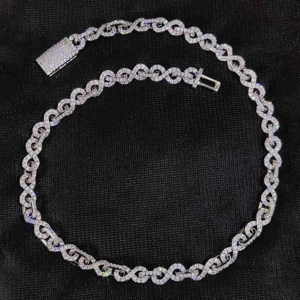 2025 Hip Hop Rapper Jewelry Bg 6MM Infinite 8-character Necklace Paved Crystal Iced Out Cuban k Chain Necklaces For Men Women