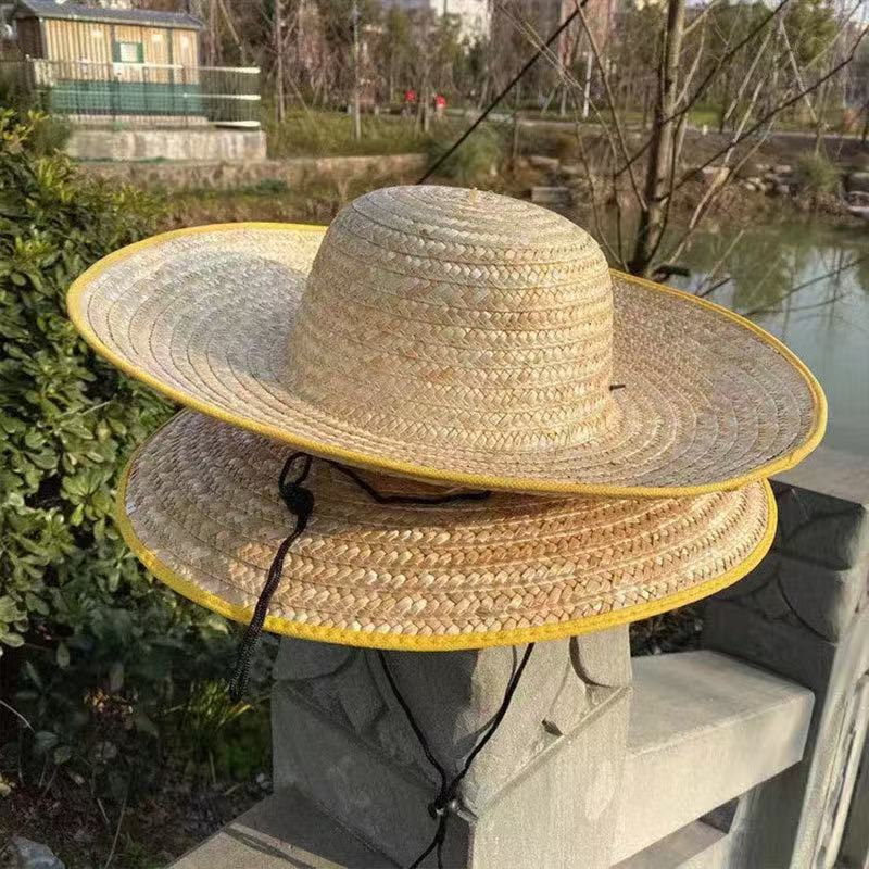 baseball cap summer wheat woven with rope large eave straw hat, sunshade, rainproof, labor protection, agricultural hat