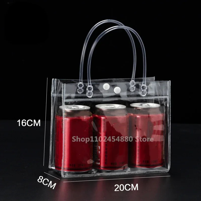 10pcs/20pcs/lot Transparent soft PVC gift tote packaging bags with hand loop clear Plastic handbag cosmetic bag 250305