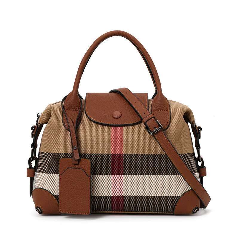 Women's Bags handbag Exquisite women's bag, Boston bag with canvas and leather plaid handbag for daily commute novelty of