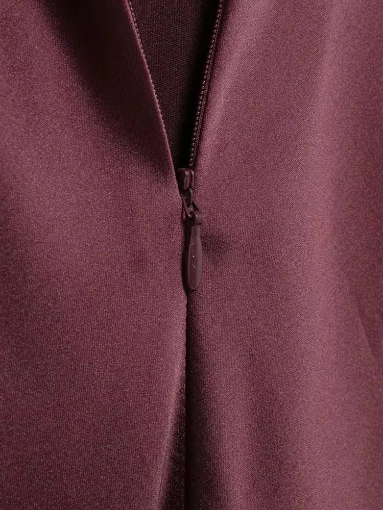 TRZA Womens Long Satin Strap Dress No Back Bow Zipper Sexy and Fashionable 250313