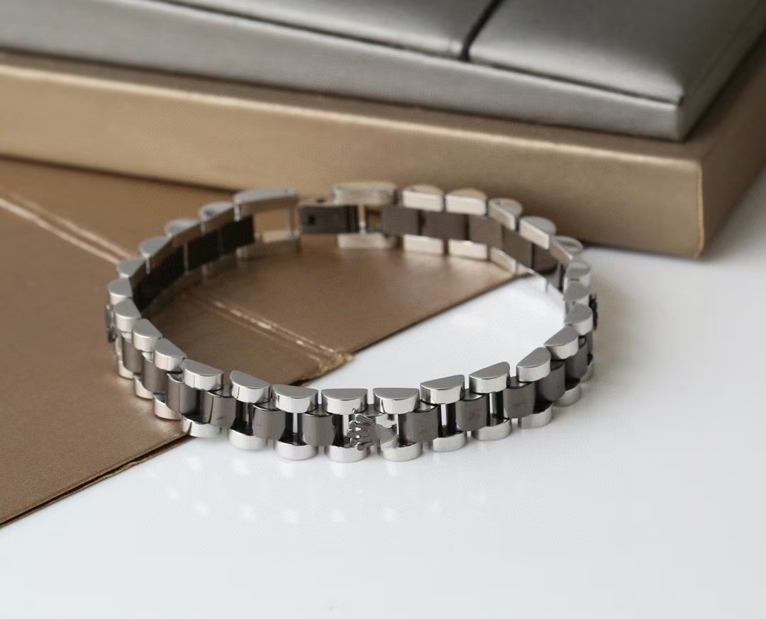 Hip hop rock wide 9mm 20cm chain bracelet dia 17cm Bangle Femme boy Letter white black Titanium Steel Bangles Gold Rose Sier Bracelets For Women men