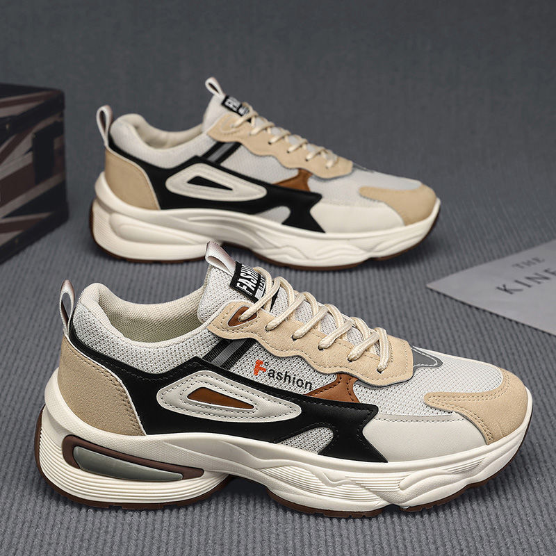 2025 New Spring Men's Designer Trendy Fashion Breathable Mesh Youth Sports Korean Edition Multi functional Thick soled Casual Shoes