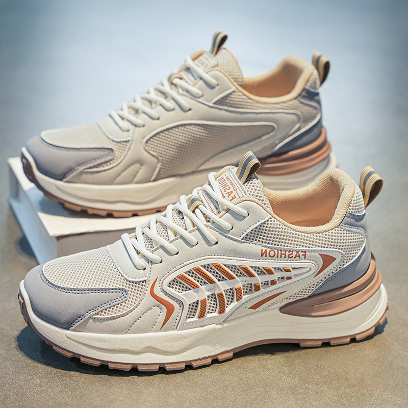 2025 New Spring Mesh Breathable and Odorous Student Designer Trendy Fashion Running Leisure Sports Men's Height Increasing Shoes