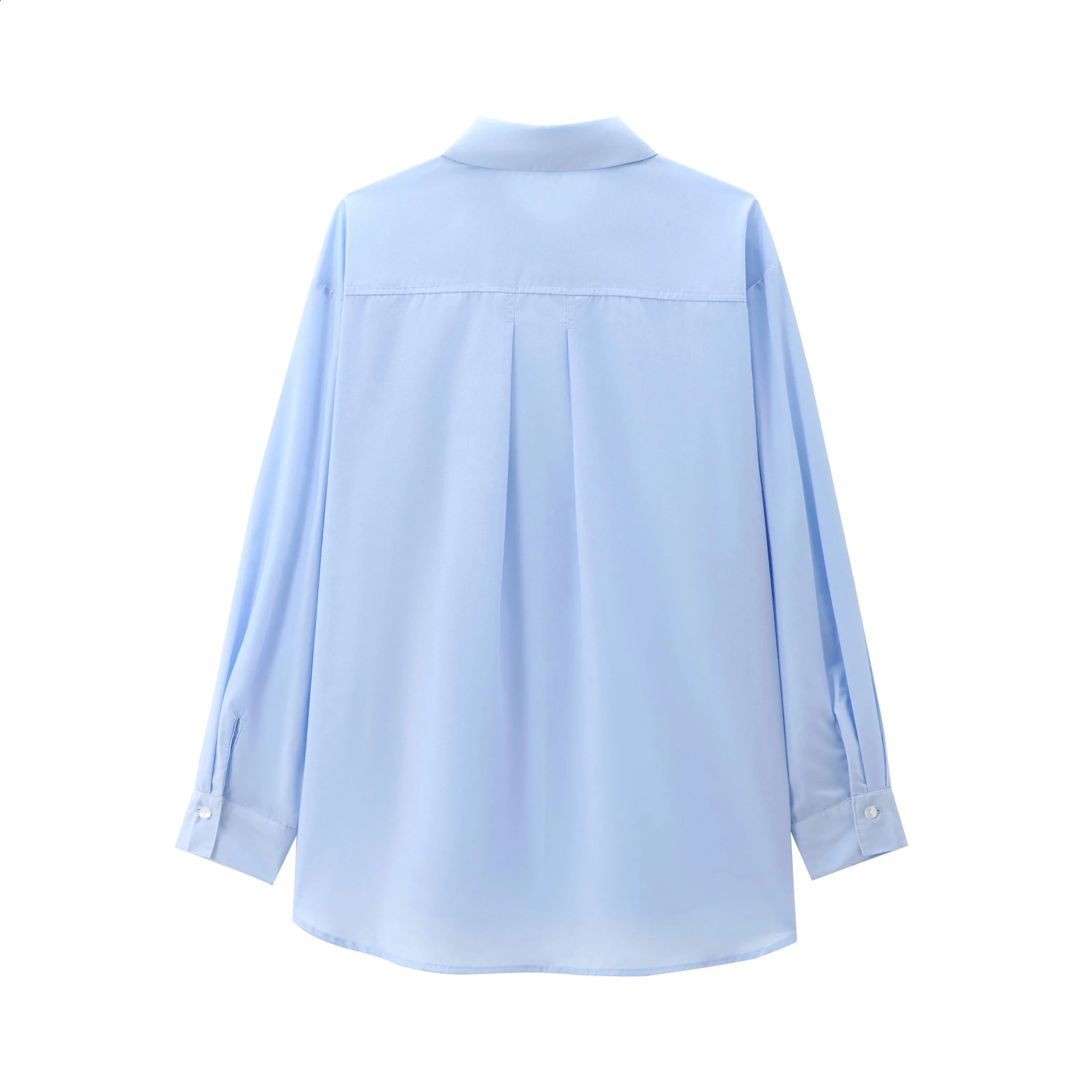 Tangada Women Blue Oversized Shirt Long Sleeve Female Cotton Blouse Tops PS078 250313