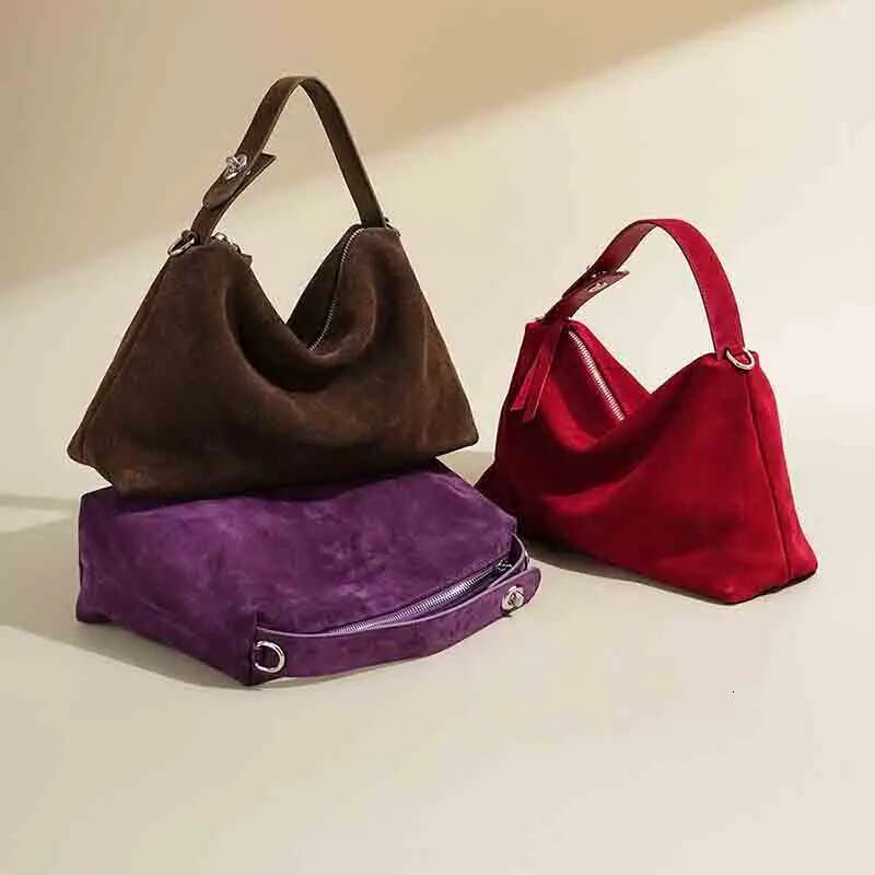 Women's Bags Women Faux Suede Shoulder Fashion Underarm Large Capacity Small Tote Zip Closure Vintage Commuting Chic Hobo Bag