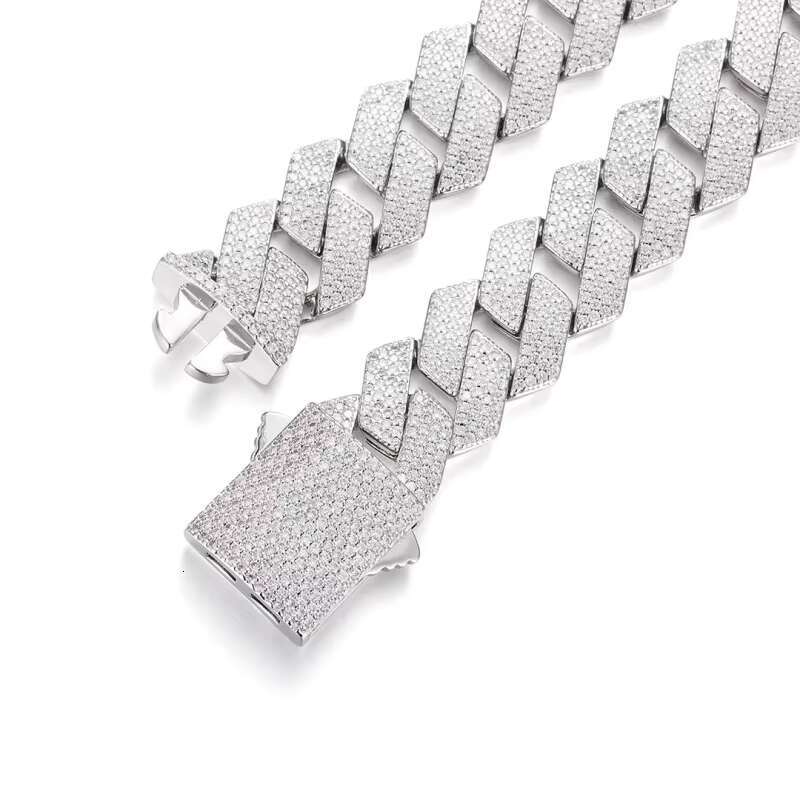 19mm Moissanite Monaco Gold Plated Sier Cuban k Chain Bracelet Necklace